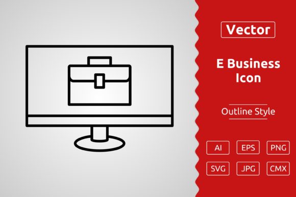 Vector E Business Outline Icon Graphic by Muhammad Atiq · Creative Fabrica