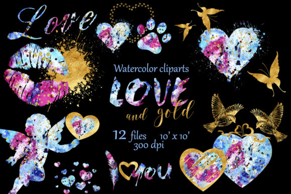 Watercolor Love Hearts Clipart Graphic Illustrations By Derevnina Art Store