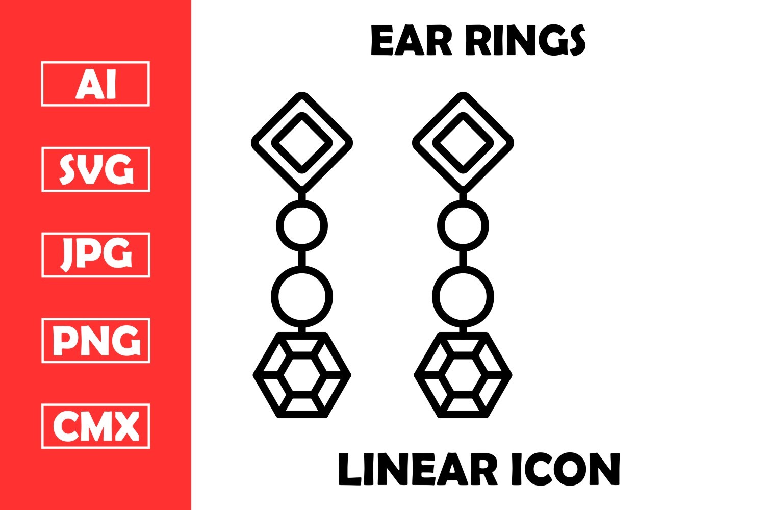 Earring Vector Line Icon Design Graphic by Pexelpy · Creative Fabrica