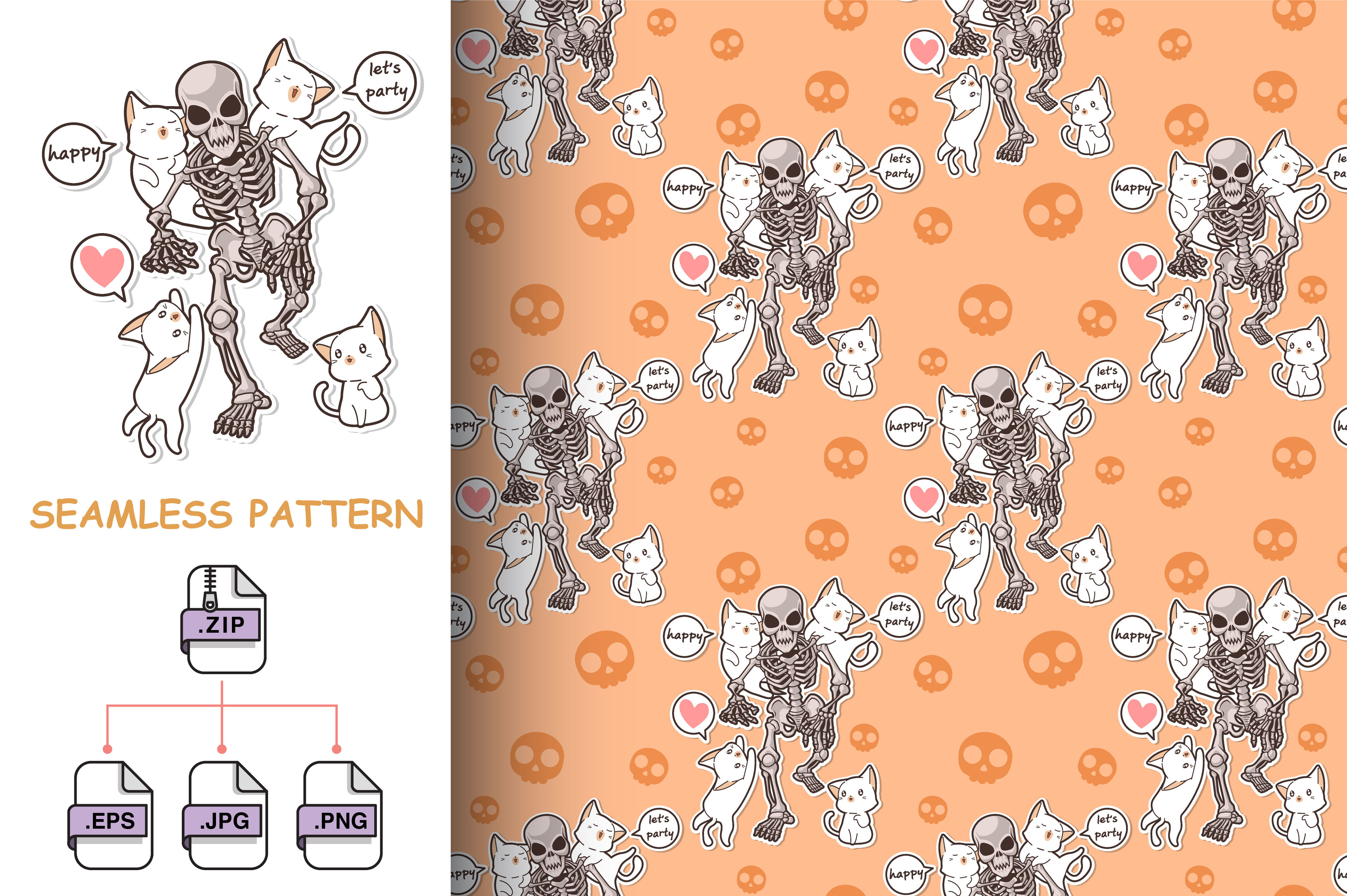 Seamless Cats in Halloween Party Pattern Graphic by valueinvestor ...