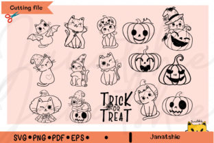 Cute Halloween Cat Svg Outline Colouring Graphic by Janatshie ...