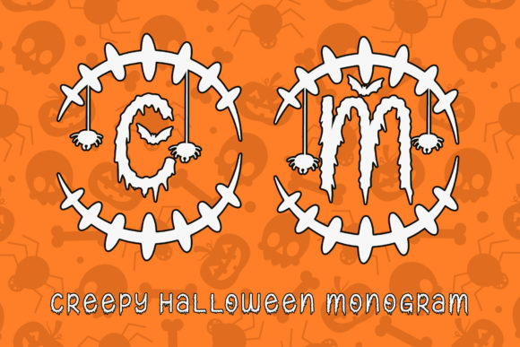 Creepy Halloween Monogram Font PNG with transparent background - Preview 5