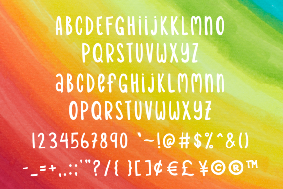 Rainbow Smile Font PNG with transparent background - Preview 3