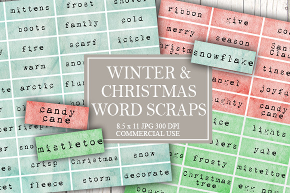 Winter and Christmas Word Scraps