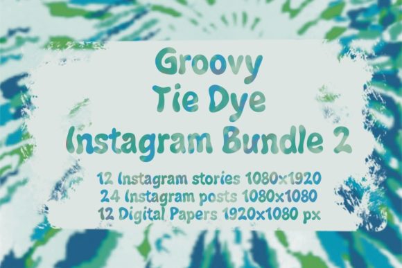 Groovy Blue Tie Dye Instagram Bundle Graphic by jlee2be84