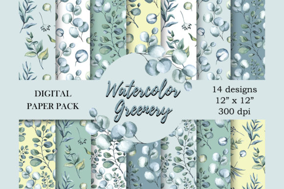Watercolor Greenery Seamless Patterns Graphic Patterns By Derevnina Art Store