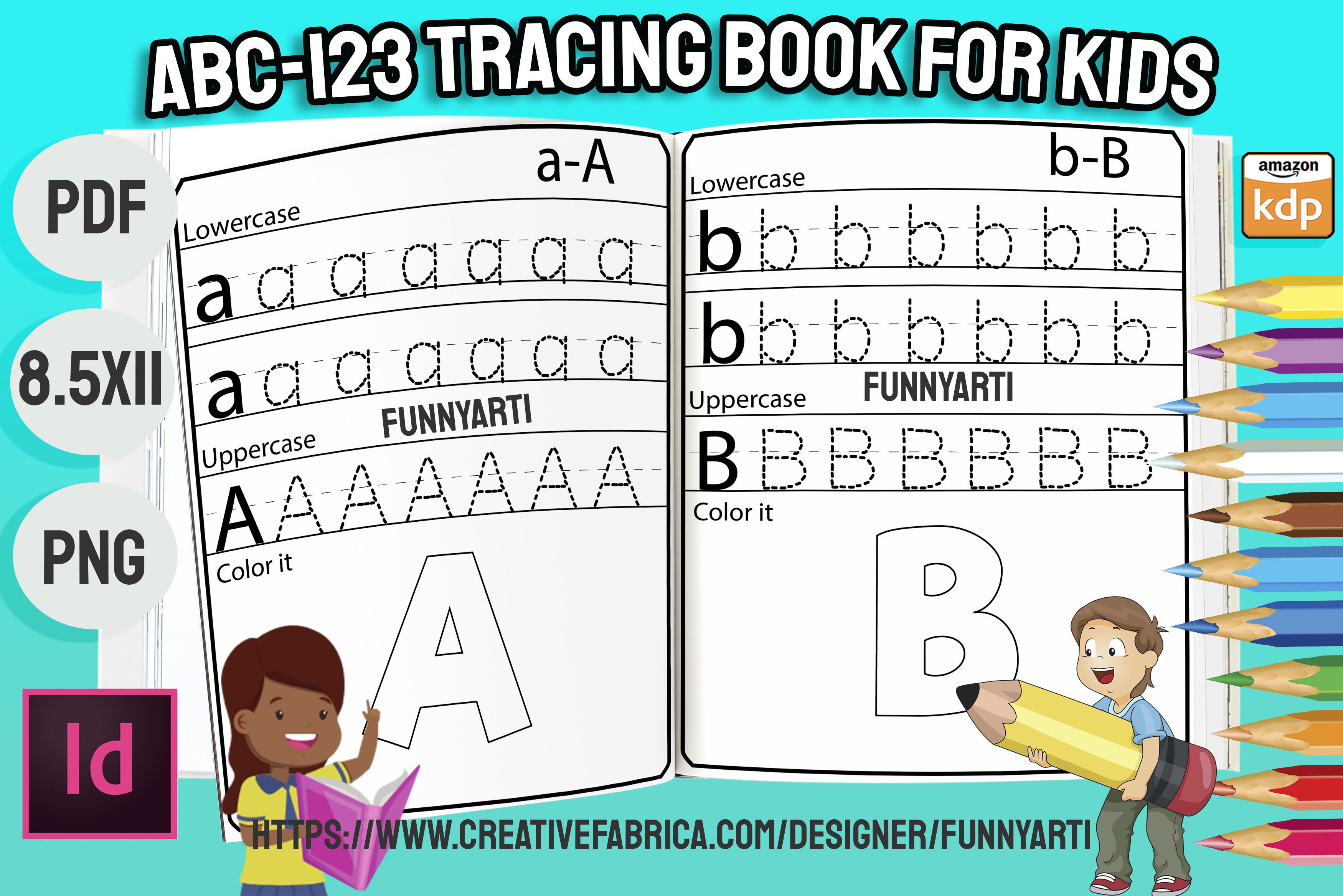 ABC 123 Handwriting Tracing Book Graphic by Funnyarti · Creative Fabrica