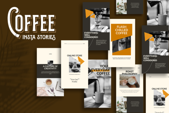 Preview of Coffee Instagram Stories Template coffee shop social media template