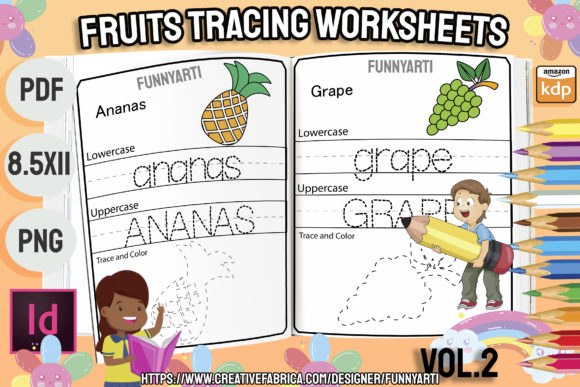 Fruits Tracing Worksheets Vol 2