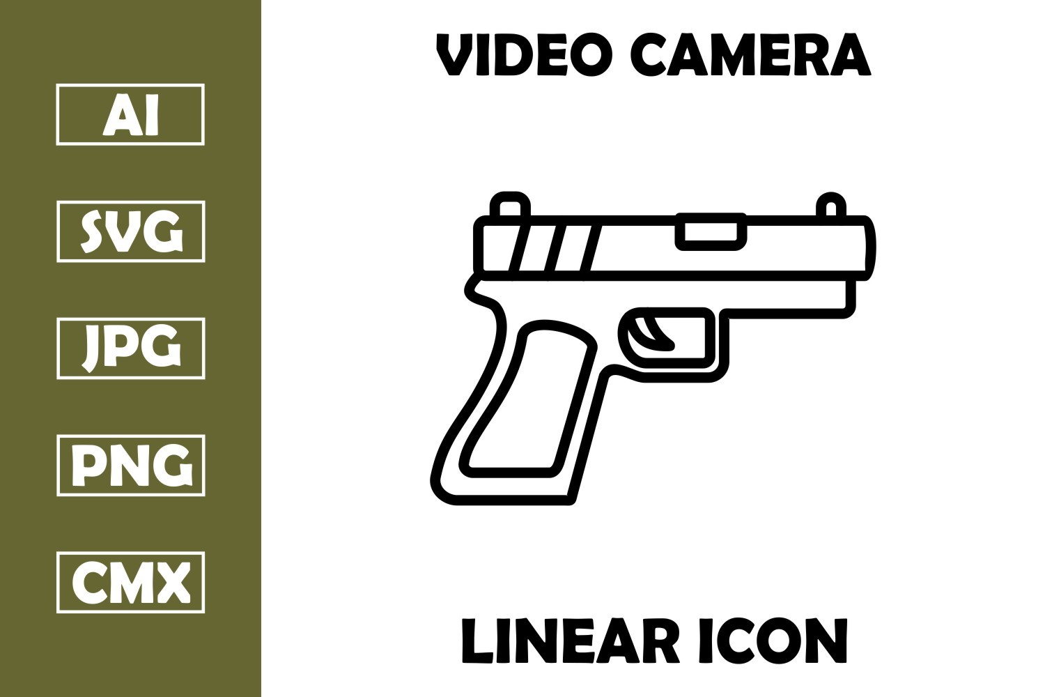 Gun Vector Line Icon Design Graphic by Pexelpy · Creative Fabrica
