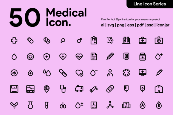 50 Medical Line Icons