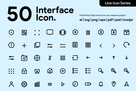 50 User Interface Line Icons