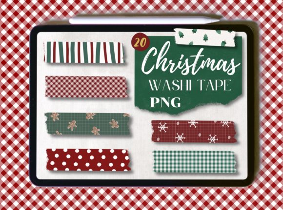 Christmas Digital Washi Tape Clipart PNG