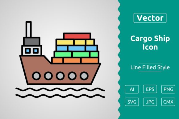 Vector Cargo Ship Filled Outline Icon Graphic by Muhammad Atiq ...