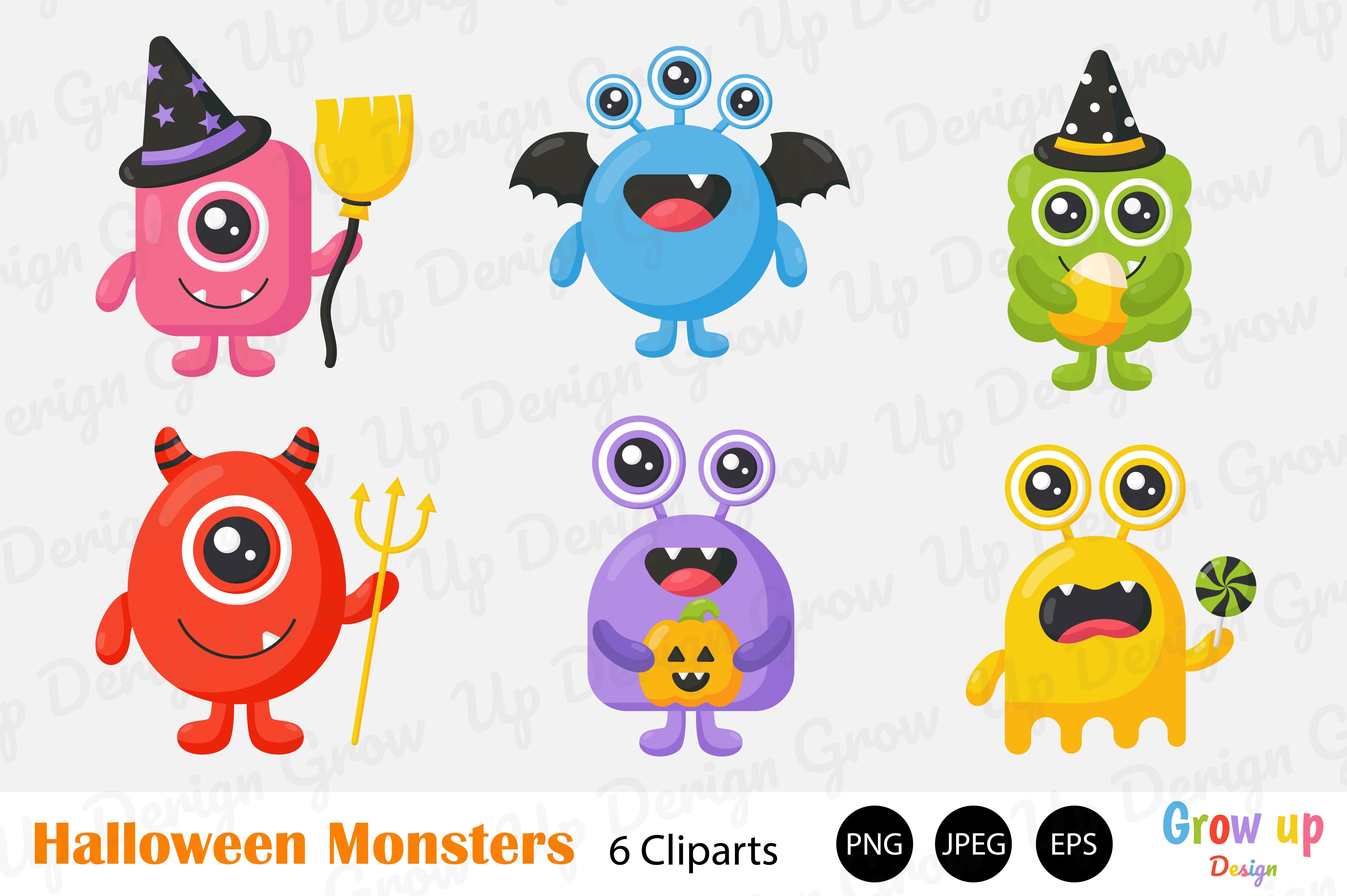 Happy Halloween Monster Clipart Set. Graphic by Grow up design  Creative  Fabrica