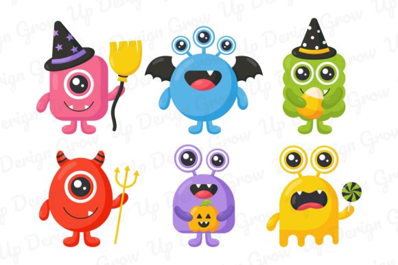 Happy Halloween Monster Clipart Set. Graphic by Grow up design  Creative  Fabrica