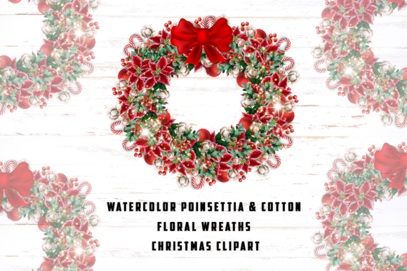 Red Christmas Flower Wreaths Graphic Illustrations By Andreea Eremia Design