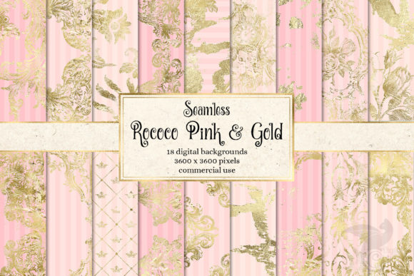 Rococo Pink and Gold Backgrounds