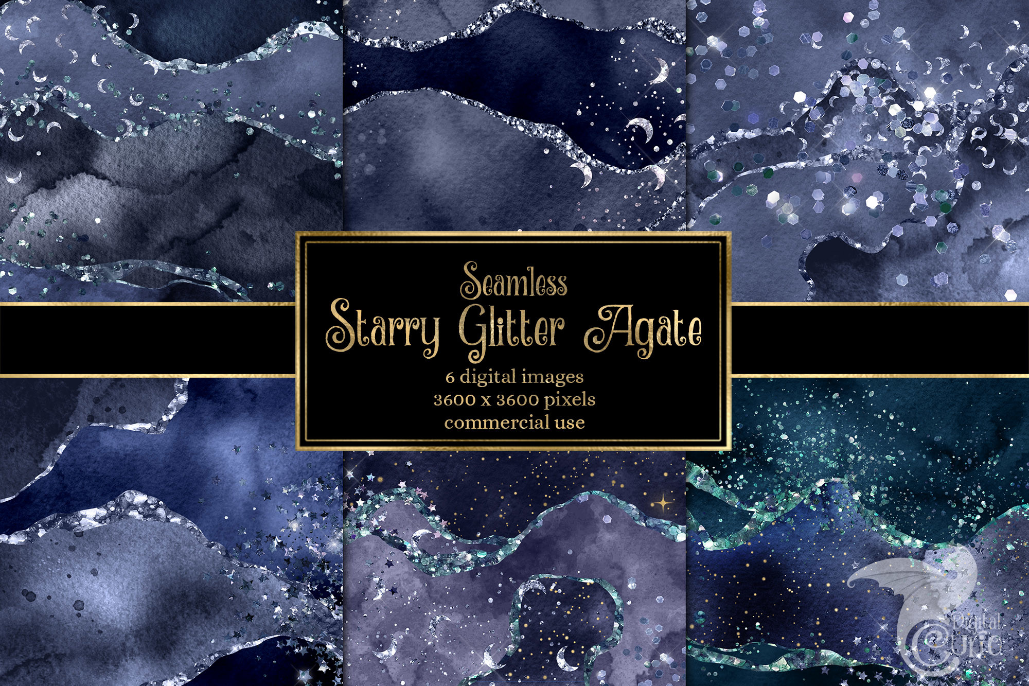 Starry Glitter Agate Digital Paper Graphic by Digital Curio · Creative ...