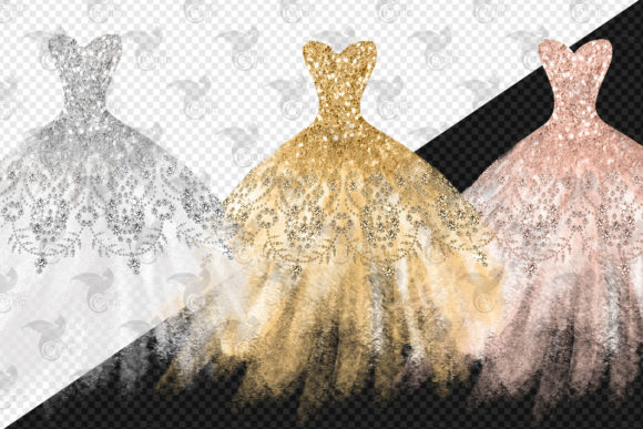 Watercolor Glitter Dress Clipart Graphic by Digital Curio  Creative Fabrica