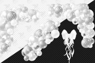 White and Silver Balloon Arch Clipart Graphic by Digital Curio ...