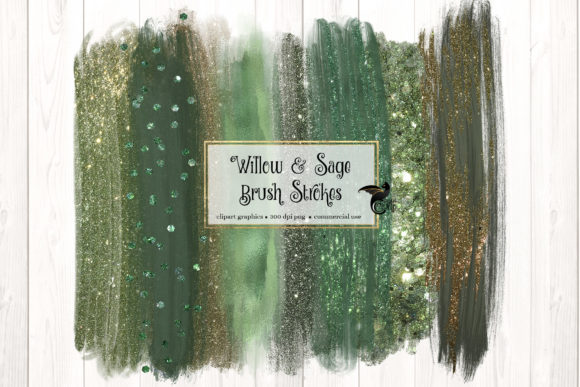 Willow and Sage Brush Strokes Clipart Graphic Illustrations By Digital Curio