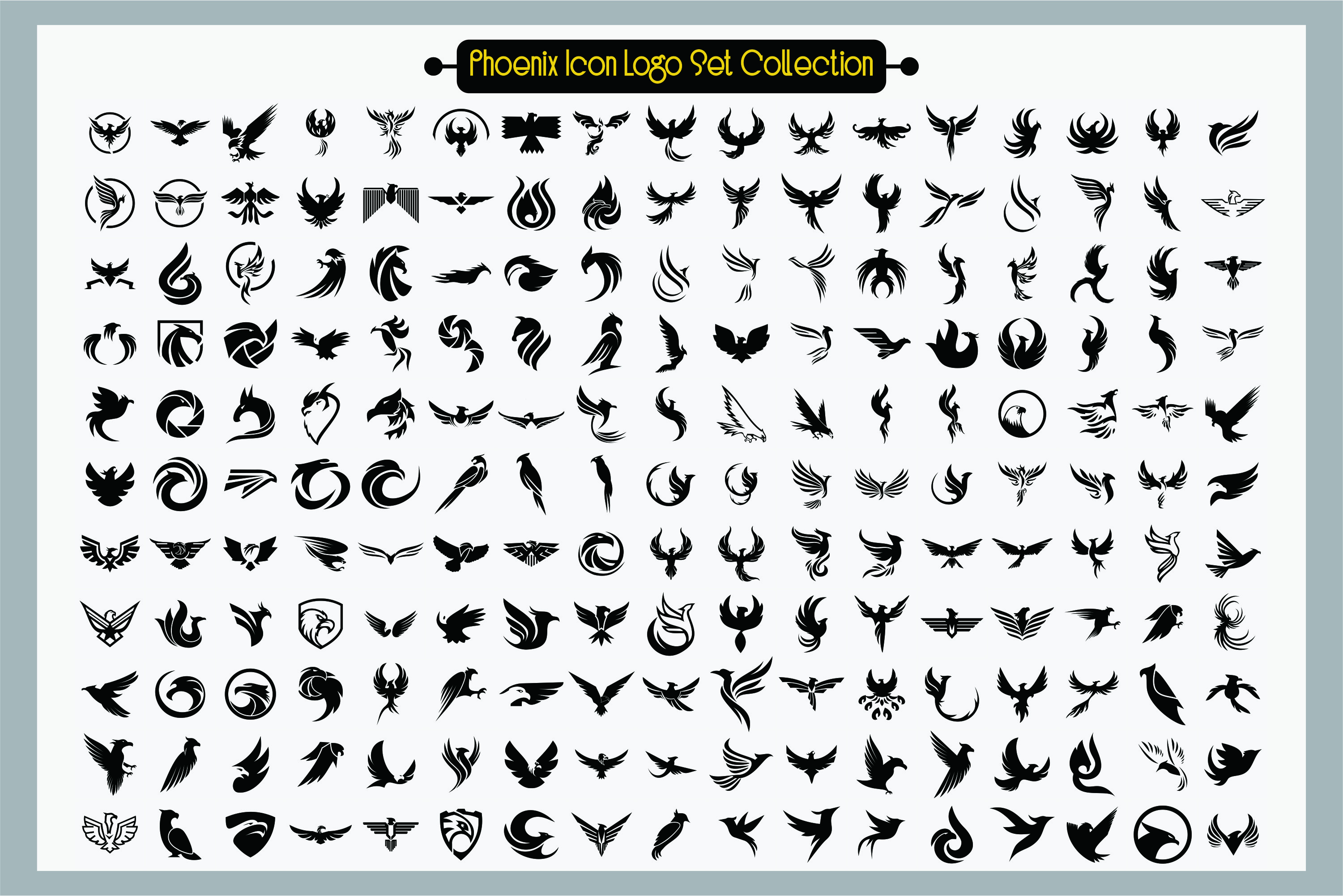 Phoenix Icon Logo Tato Set Collection Graphic by mahstudios  Creative  Fabrica
