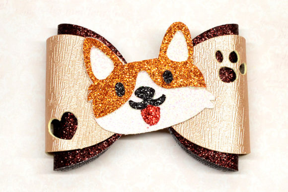 Corgi bow template SVG for Cricut vinyl headband and hair accessory crafting
