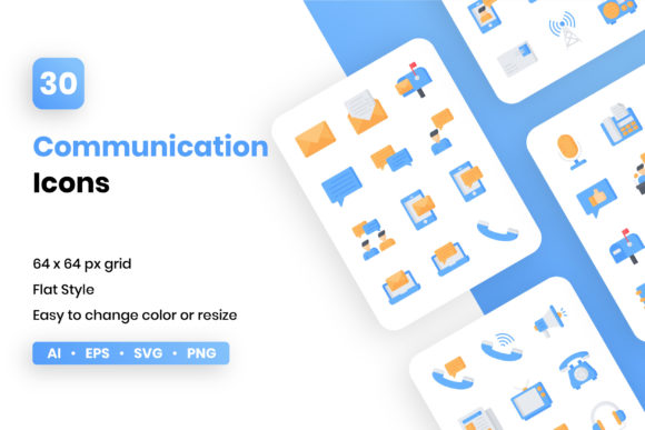 Communication Flat Icon Set