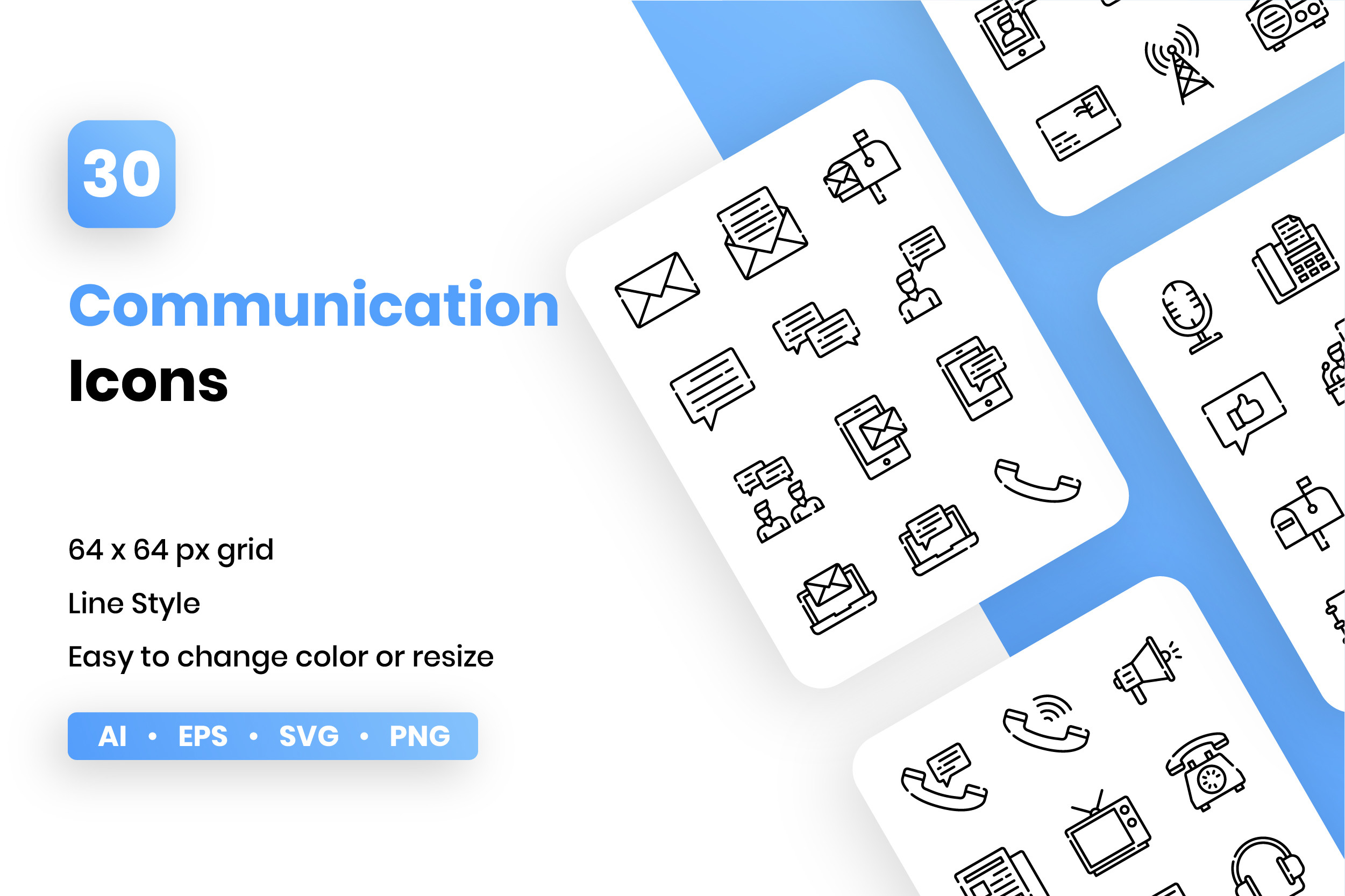 Communication Line Icon Set