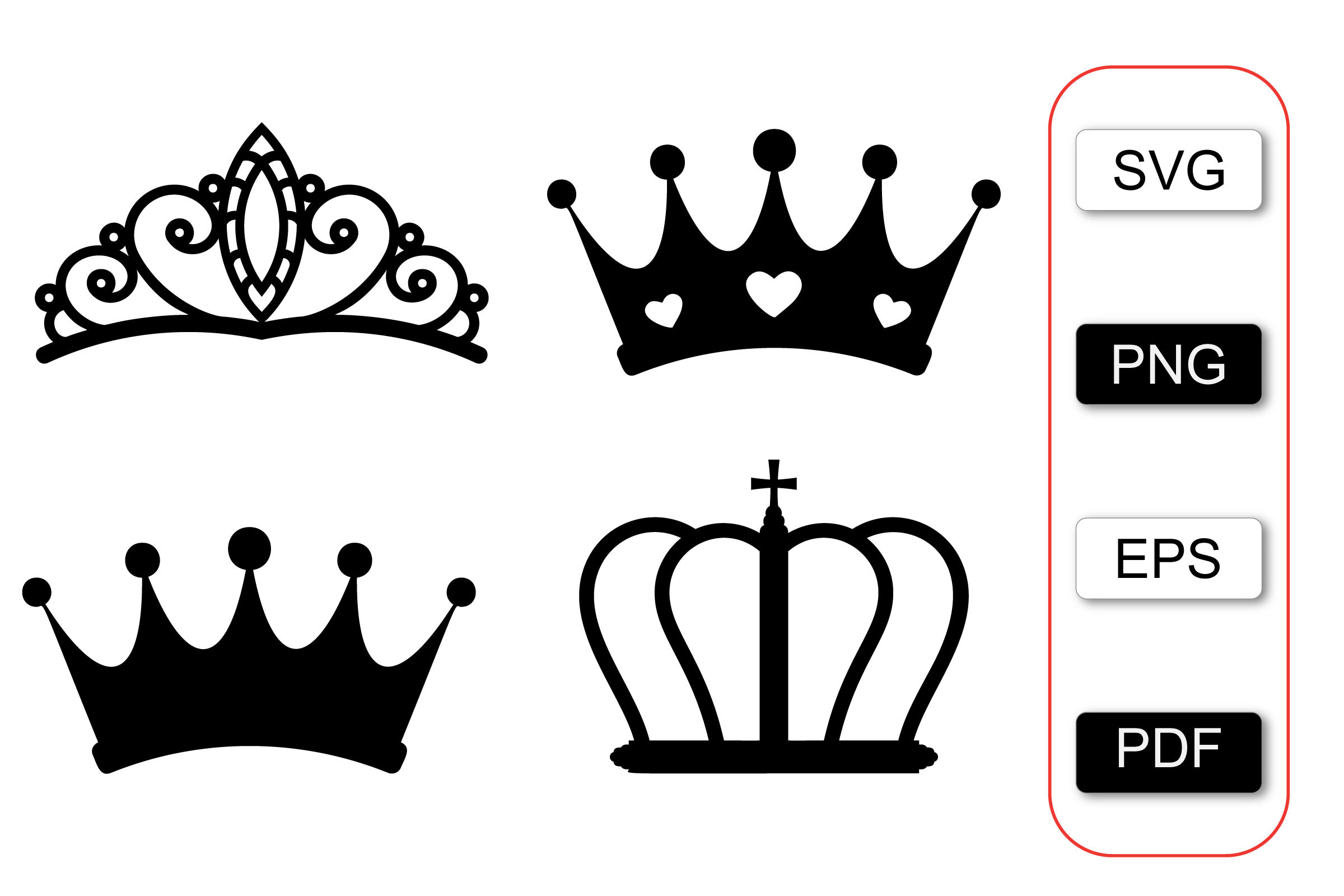 Crown SVG Silhouette Crown Eps Vector