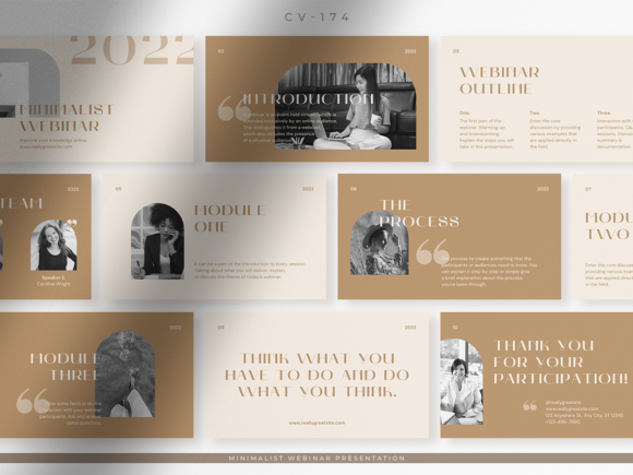Latte minimalist Canva webinar presentation template