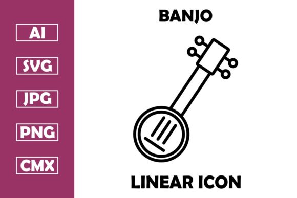 Banjo Vector Line Icon Design