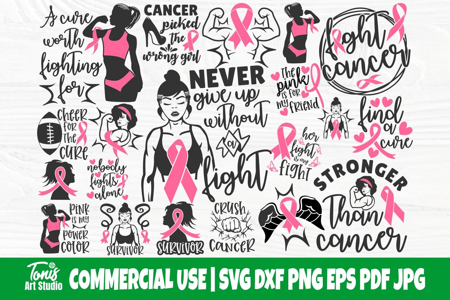Breast Cancer SVG Bundle, Strong Woman Graphic by TonisArtStudio ...