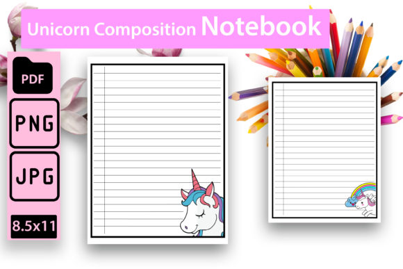 Unicorn Composition Notebook Graphic KDP Interiors By MiaPrintus