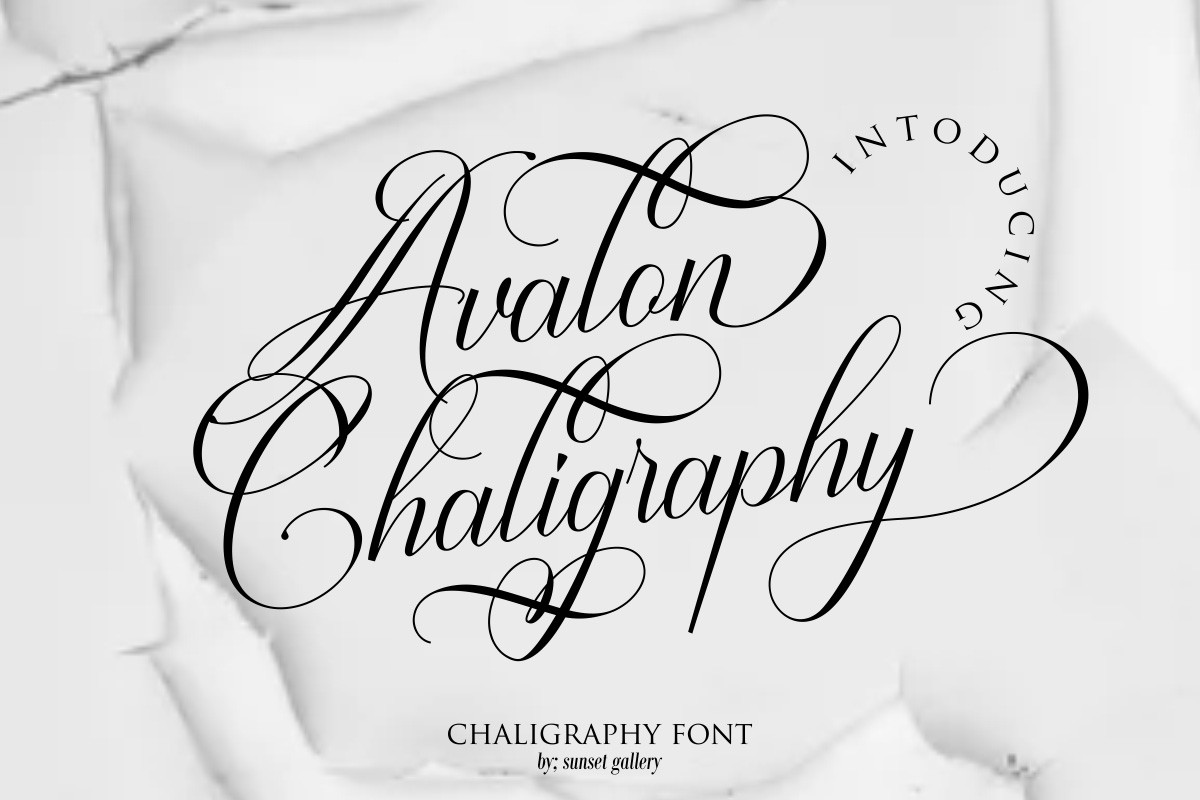Avalon Chaligraphy font preview — chalky textured calligraphy for café menus and rustic designs