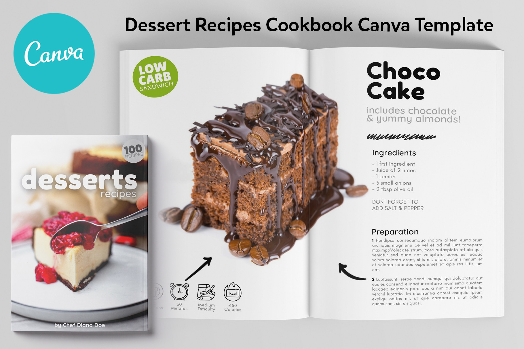 Canva Desserts Recipes Book Template