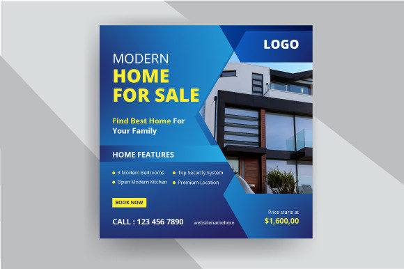 Preview of Real Estate House Social Media Post, Rea real estate social media template