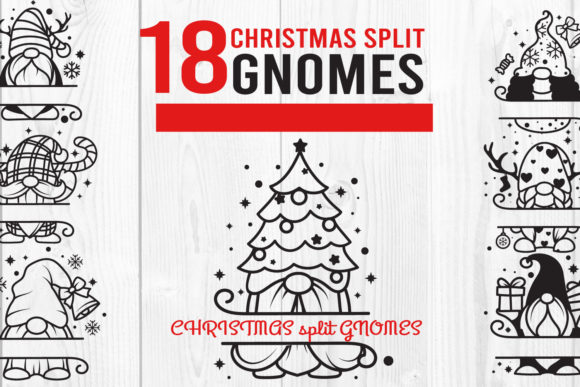 Christmas Split GNOMES. SVG PNG DXF EPS Graphic Print Templates By dadan_pm