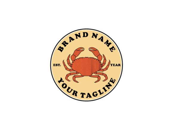Crab Vector Logo Badge Seafood