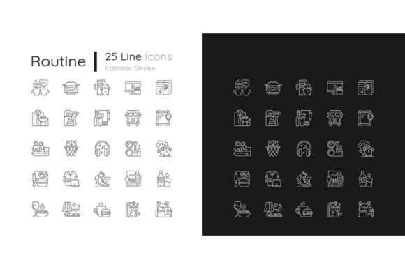 Everyday Routine Linear Icons Set