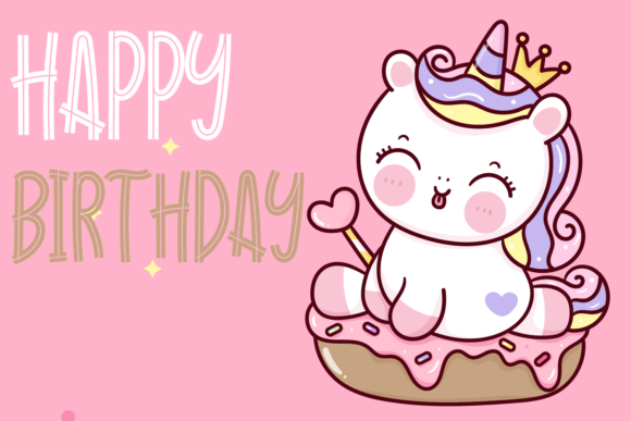 Kawaii Unicorn Font PNG with transparent background - Preview 1