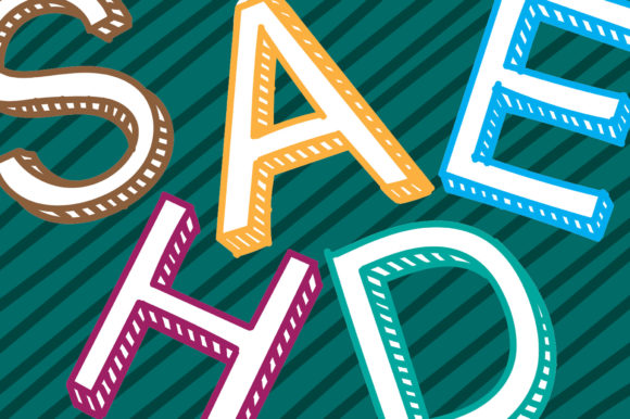 Kids 3D Outline Shade Font PNG with transparent background - Preview 1