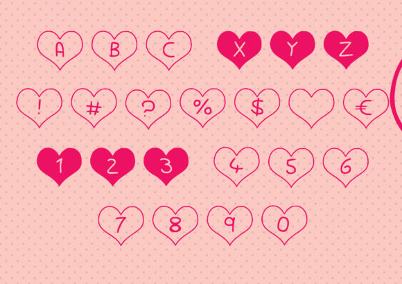 Play Hearts Font font preview - 1