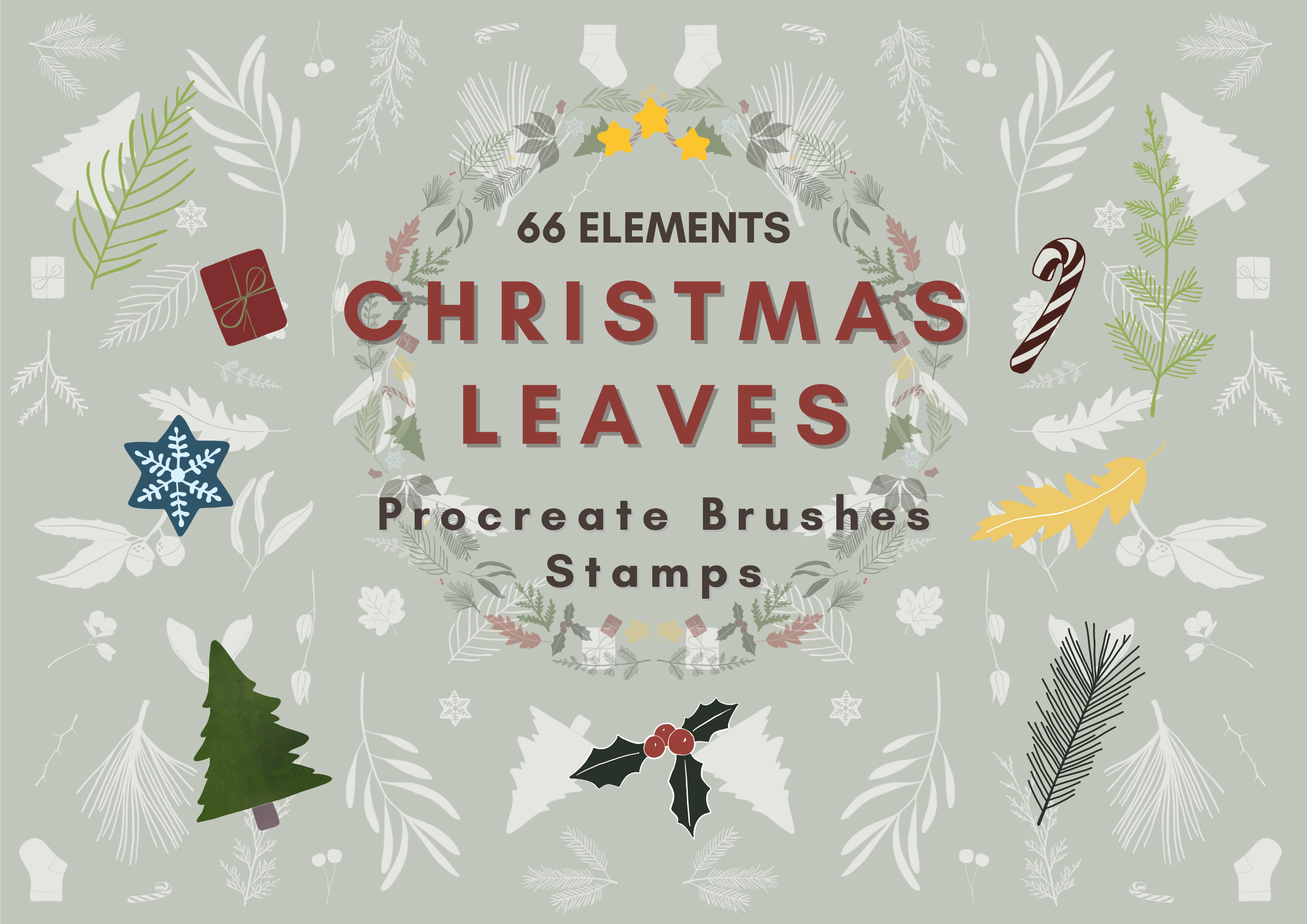 Procreate Stamps Brushes Christmas Leave - photo 1