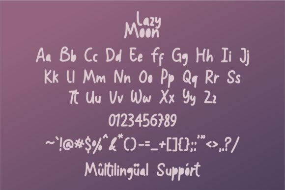 Lazy Moon Font PNG with transparent background - Preview 2