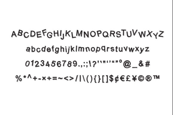 Kids 3D Outline Mess Black Font PNG with transparent background - Preview 2