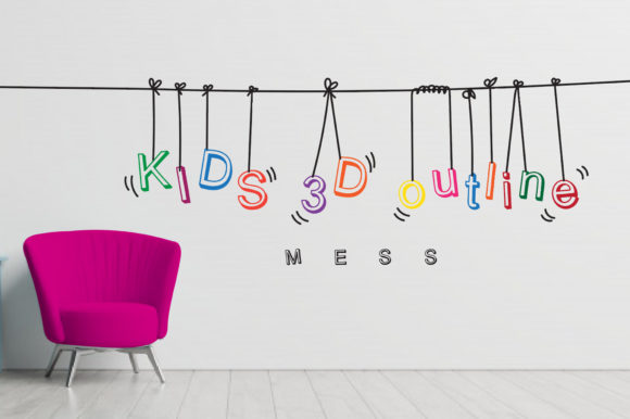 Kids 3D Outline Mess Font PNG with transparent background - Preview 3
