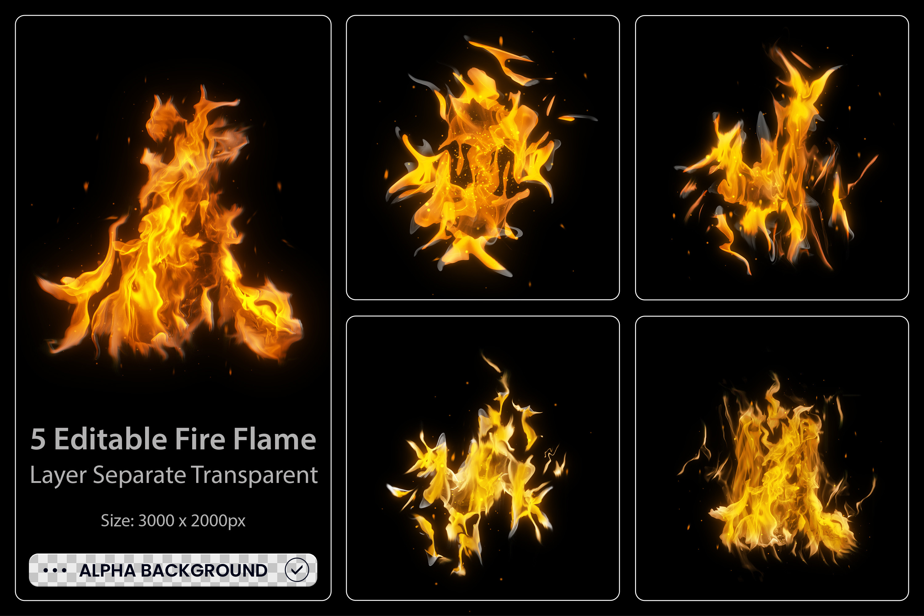 Realistic Fire Flames Set Collection Graphic by Creative_View ...