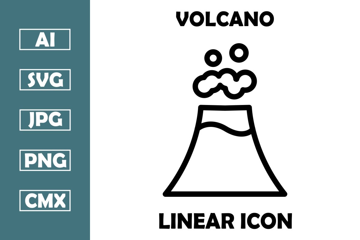 Volcano Vector Line Icon Design Graphic by Pexelpy · Creative Fabrica